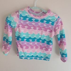 Ruffle Butts Pink and Teal Wave Pattern Shirt and Bottom Combo 2T